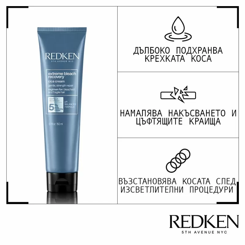 Възстановяващ балсам без отмиване за изсветлена коса REDKEN Extreme Bleach Recovery Cica Cream 150ml - Image 5